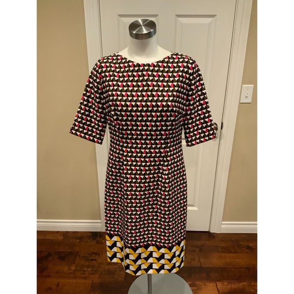 Hugo Boss Multicolor Short Sleeve Mod Shift Dress, Size 8 - Picture 1 of 7